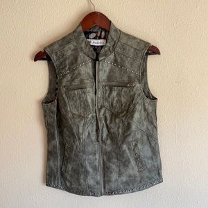 faux leather beaded vest